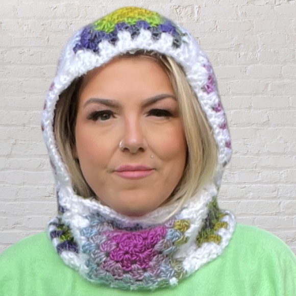 Granny Square Crochet Balaclava | Hooded Cowl - Picture 7 of 7